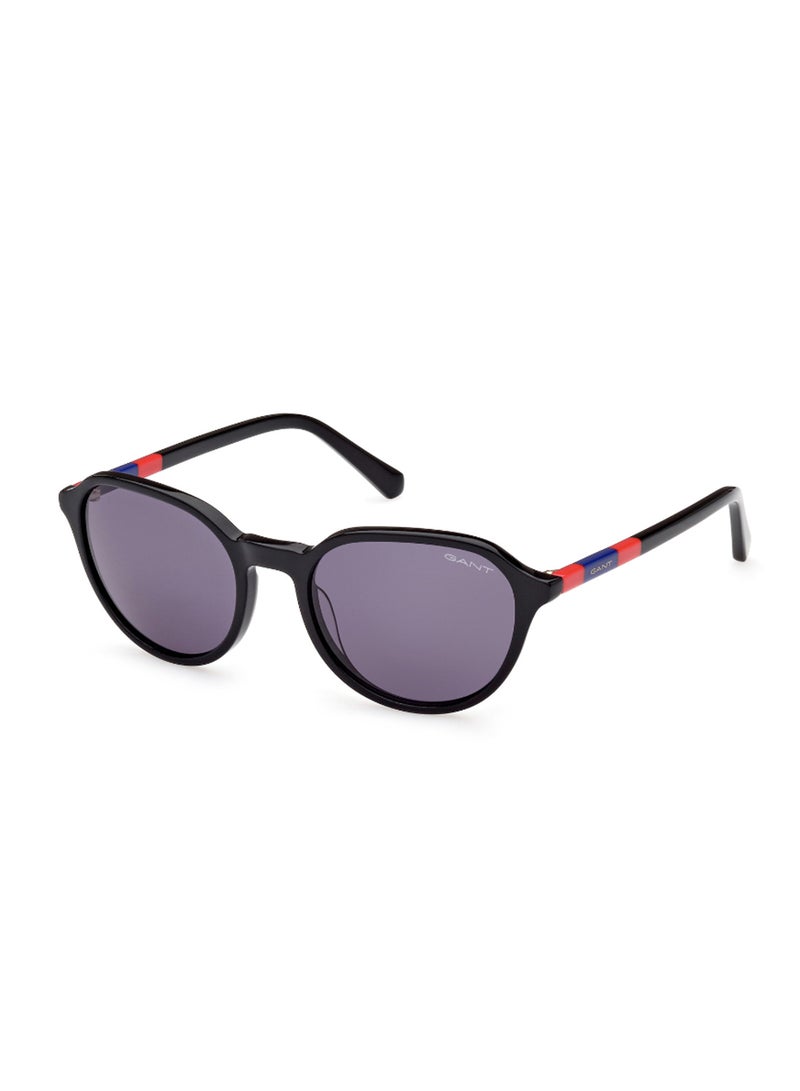 GANT Men's UV Protection Round Shape Acetate Sunglasses GA722401A53 - Lens Size: 53 Mm - Shiny Black - Image 1